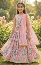 Rayon  Lehenga & choli For Girls, Multicolour 