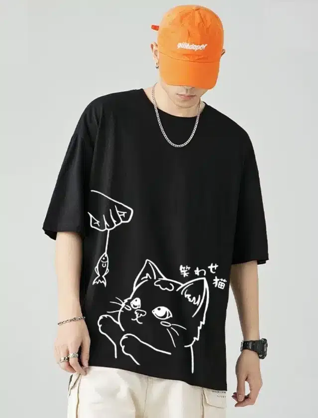 Half Sleeves T-Shirt for Men (Black, L)