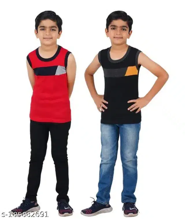 Innerwear for Boys (Red & Black, 6-7 Years) (Pack of 2)