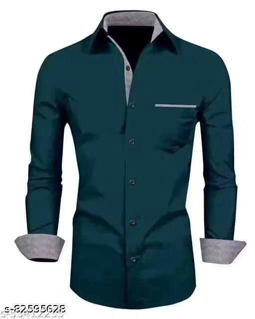 Formal Wear Cotton Blend Shirt for Men, Teal (XL)