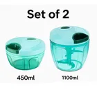2 Pc Combo Set of Manual Vegetable Chopper 450ml & 1100ml 