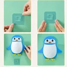 Penguins Shape Toothbrush Holder Plastic Stand, Self-Adhesive - Multicolor 