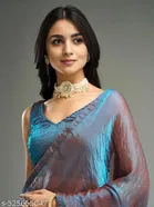 Two-shade Sky Blue Ready-to-wear Zimmy Choo Fandy Silk Saree for Women 