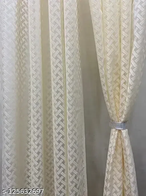 Heavy Cross Net Curtains (Cream, Set of 2)