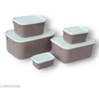 Plasric Storage Containers (Brown & White, Set of 5)