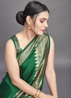Litchi Silk Zari Woven Saree for Women, Green 
