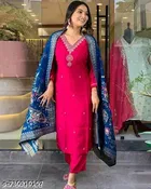 Embroidered Cotton Kurta Set for Women 