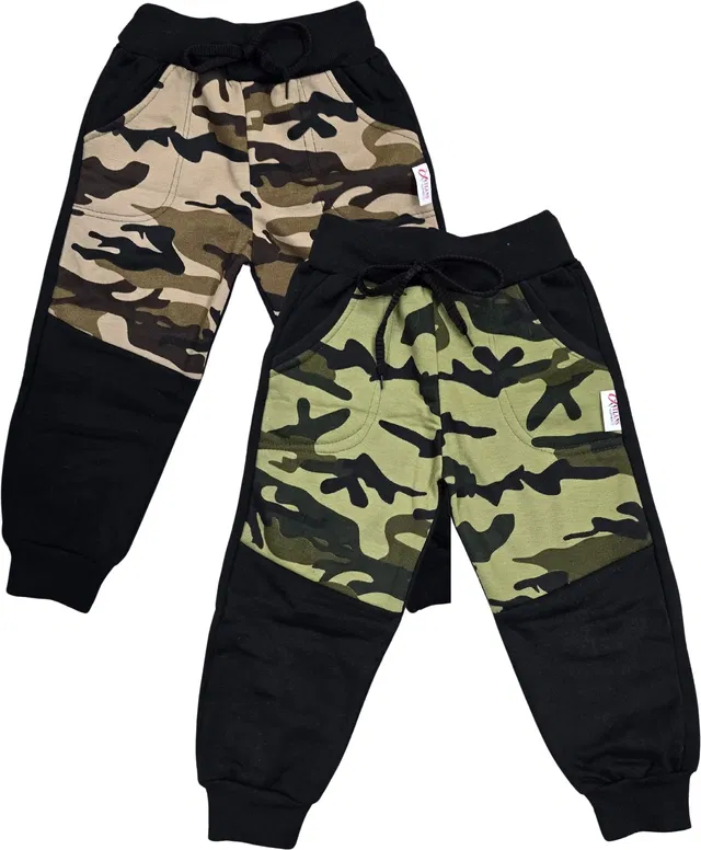 Woolen Printed Winter Trackpants for Boys (Green & Brown, 12-13 Years) (Pack of 2)