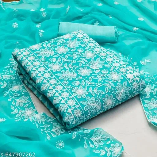 Georgette Embroidery Work Salwar Suit Material for Women (Multicolor, Un Stitched)