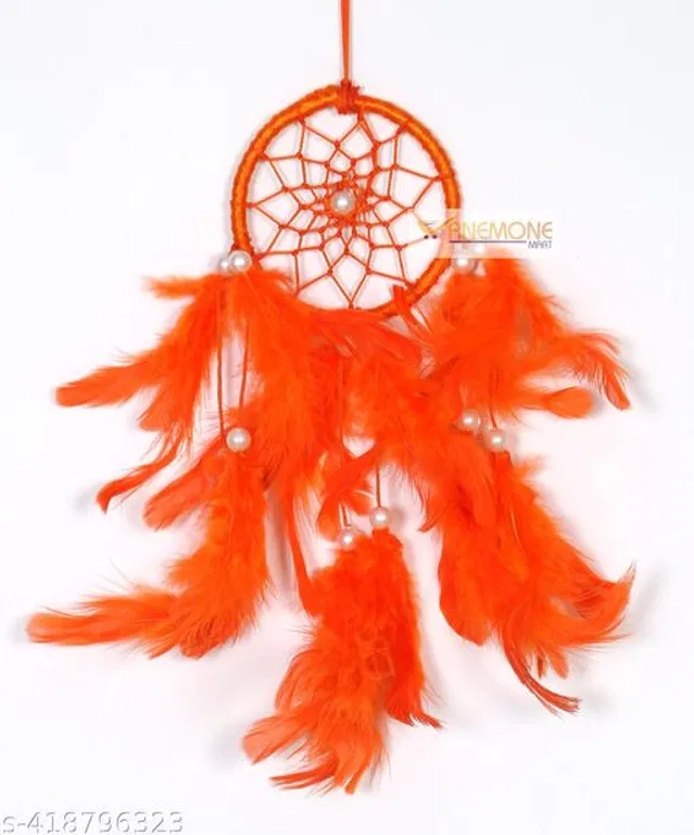 Feather Wall Hanging Dream Catcher (Orange)