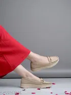 Solid Synthetic Loafers for Women 
