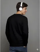 Fleece Printed Sweatshirt for Men, Black 