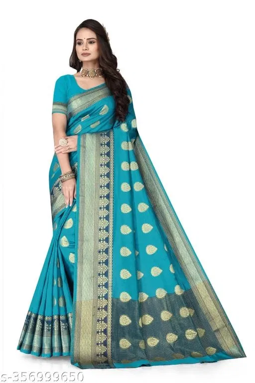 Banarasi Silk Zari Woven Saree for Women (Blue, 6.3 m)