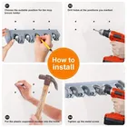 Broom and Mop Wall Mounted Holder 4 slots with 5 hooks 