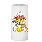 Floish Decor Premium Printed Happy New Year Pillar Candle