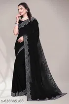 Georgette Saree for Women, Black 
