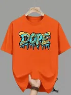 Polyester Printed Half Sleeves T-Shirts For Men, Orange 