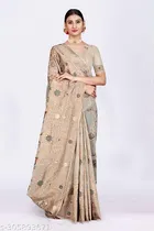 Linen Zari Woven Saree for Women 