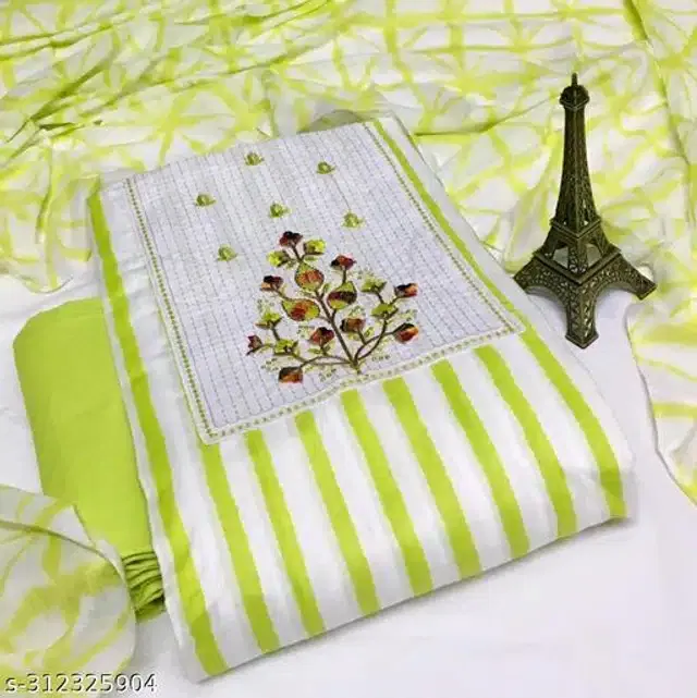Cotton Printed Unstitched Dress Material for Women (Neon)