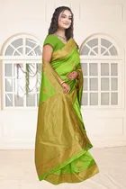 Jacquard Woven Design Saree for Women, Green 