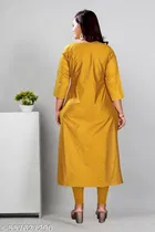 Solid Embroidered Cotton Silk Kurti for Women 