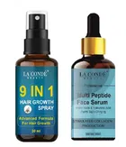 Combo of La'Conde Beauty 9 in 1 Hair Growth Spray & Multi Peptide Face Serum 