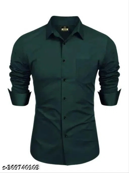 Solid Cotton Blend Shirt Fabric for Men (Green, XL)