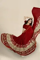 SVB जॉर्जेट साड़ी विद ब्लाउज फॉर विमेंस 