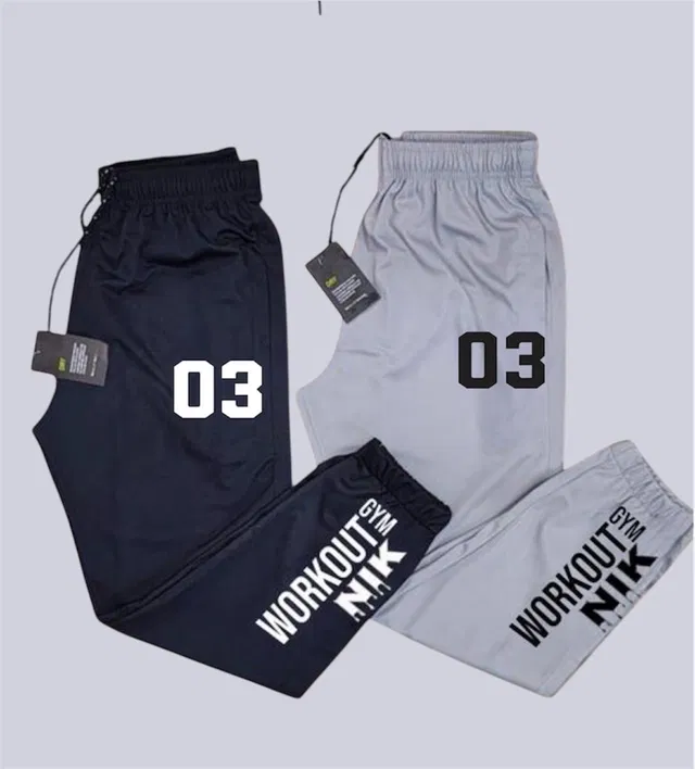 Polyester Blend Printed Regular Fir Trackpants for Men (Black & Grey, 32) (Pack of 2)
