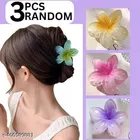 KOREAN HAIR CLAW 3 PCS RANDOM COLOUR Designer air Clips Flower Claw Clips Hair Accessory for Women Girls Colorful Daisy Jaw Clips Non Slip Cute Plumeria Hawaiian Flower Hair Clips Beach Wedding