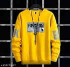 Round Neck Printed T-Shirt for Men (Yellow, M)