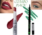 Glam21 Long Lasting Lipstick with Waterproof Kajal (Maroon & Green, Set of 2)