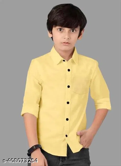 Solid Cotton Blend Polo Shirt for Boys (Yellow, 11-12 Years)