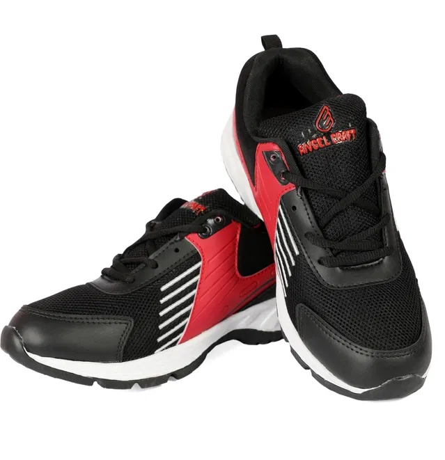 Sports Shoes for Men (Black & Red, 9)