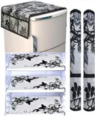 6 Pcs Fridge Cover, Top Mat with Side Pockets, 3 Pcs Shelves Mat & 2 Handle Cover 