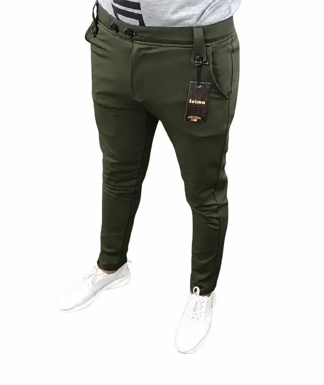 Polyblend Trousers for Men (Olive, 34)