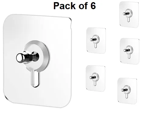 Plastic Wall Hooks (Silver, Pack of 6)