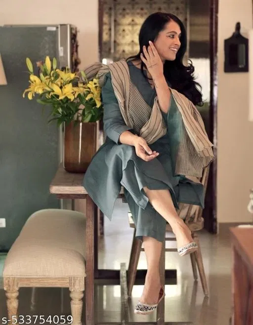 Kurta Set for Women (Grey, XXL)