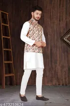 Colorblocked Cotton Kurta Set for Men 