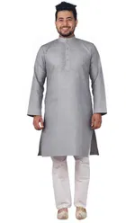 Embroided Kurta Set for Men, Grey (M)