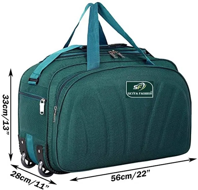 Polyester Solid Waterproof Duffel Bag with Wheels (Sea Green, 60 L)