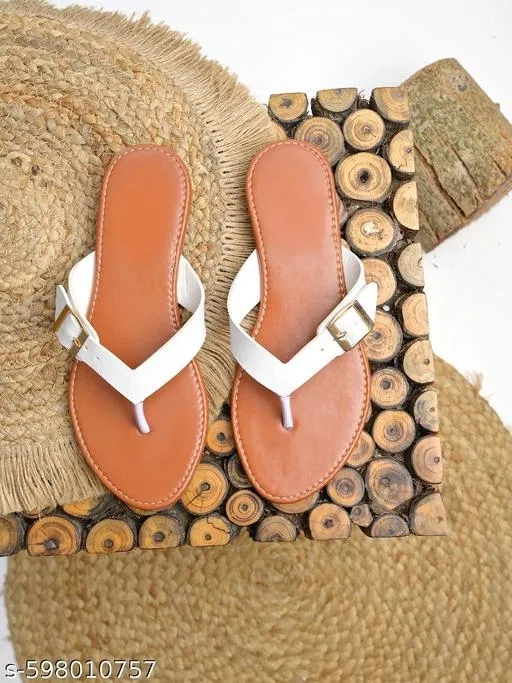 Shoetopia White Flat Sandals Size IND-3