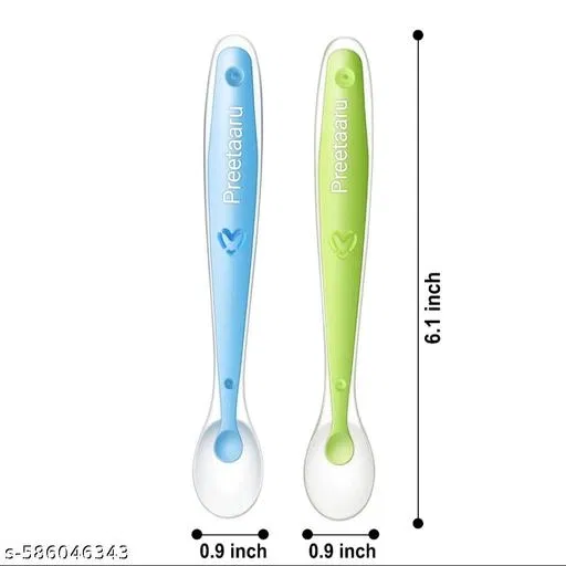 Preetaaru (Pack Of 2) Baby Soft Silicone Feeding Spoon For Kids