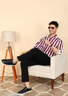 Cotton Striped Shirts for Men, Maroon 