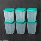 Plastic Storage Containers, Green, Pack of 6 