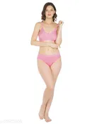 Cotton Blend Solid Lingerie Set for Women 