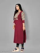 Solid Cotton Blend A-line Kurti for Women 