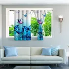 Blue Butterflies Designed Digital Printed Window Curtain 5ft Combo 