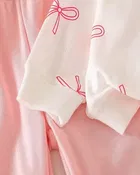 Cotton Hosiery Printed Clothing Set for Girls, White & Peach 