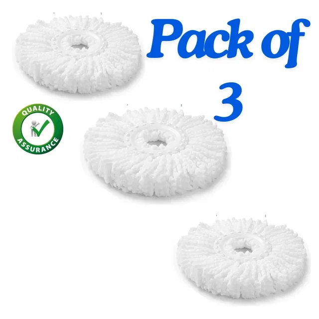 Bzore Spin Mop Refills (White, Pack of 3)